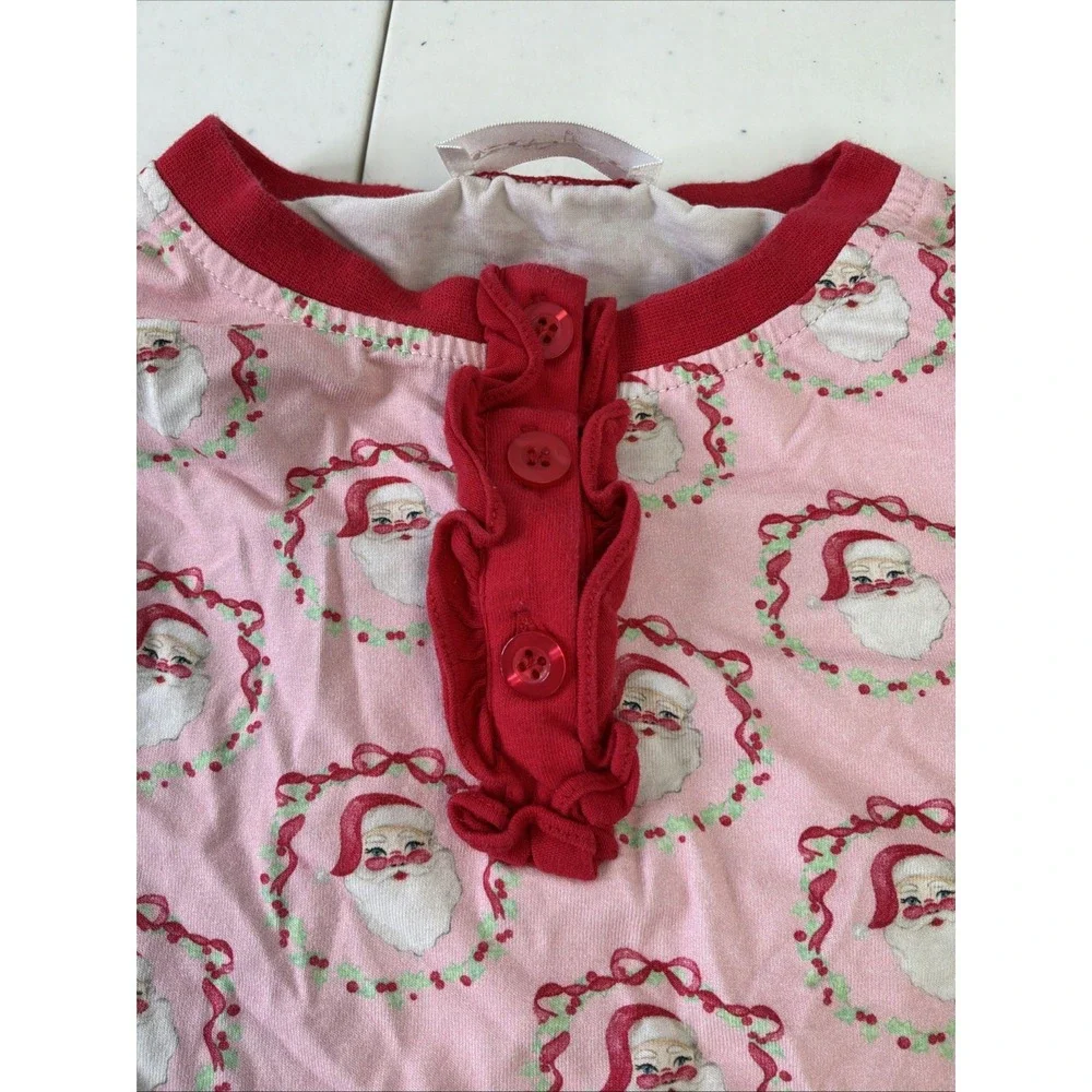 Cecil & Lou Santa Holiday Christmas Cotton Stretch Pajamas Girl Sz 7 Pink
